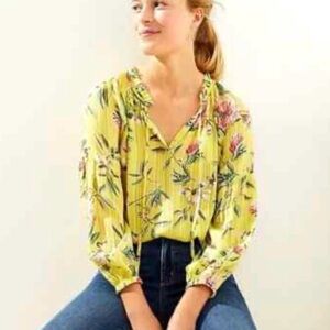 LOFT Yellow Floral Blouse